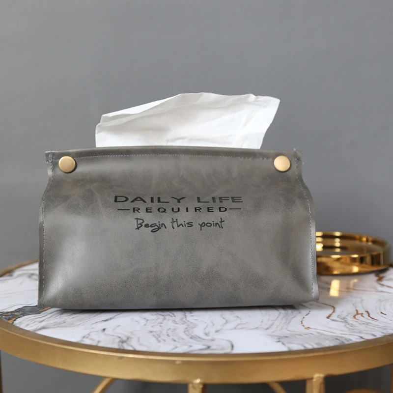 

PU Leather Tissue Box Snap Button Desktop Storage Box Wear-resistant Toilet Draw Paper Storage Rack Home Bathroom Accessories