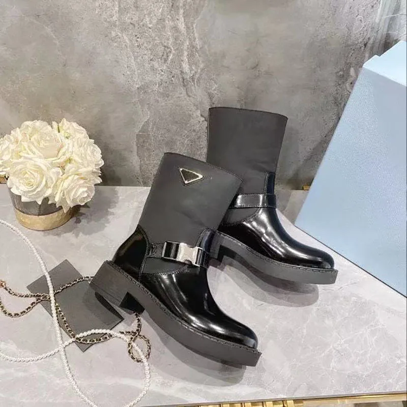 

2021 autumn and winter new thick-heeled ladies short boots mid-tube thick-soled British style Martin boots knight single boots