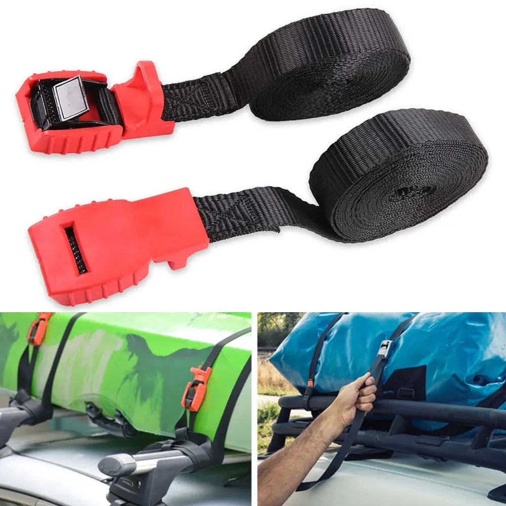 

2 PCS 4.5M Surfboard Kayak Roof Rack Tie Down Straps Universal Luggages Lash Securing Strap with Metal Cam Buckle 500KG