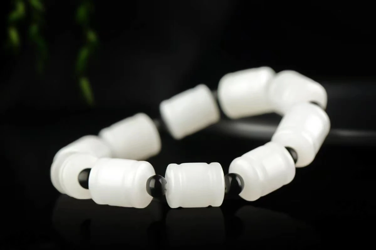 

Цилиндрическая Цепочка Из Бисера изысканный белый нефритовый браслет натуральный золотой шелк нефритовый браслет Идеальный ювелирный аксессуар