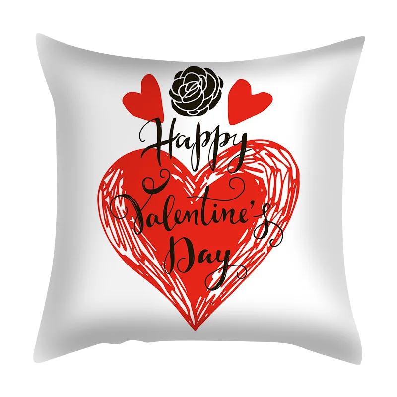 Funda de almohada decorativa para el Día de San Valentín, funda de cojín para sofá, funda de almohada para cama, decoración del hogar, funda de cojín para coche, funda de almohada para beso, 45cm-1