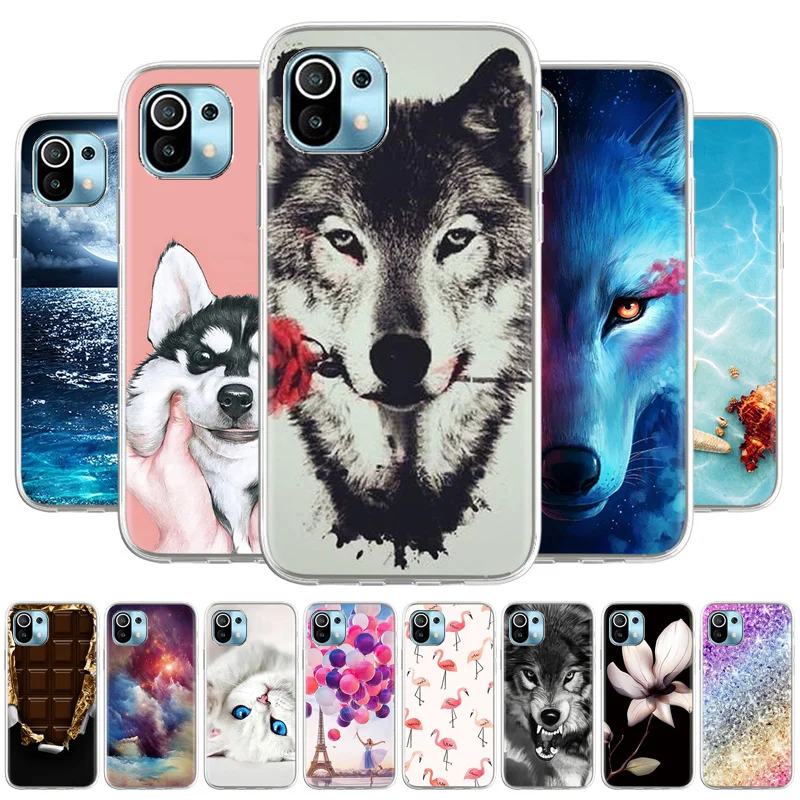 

for Xiaomi Mi 11 case silicone soft tpu case for xiaomi mi11 animal flower phone cover for xiaomi mi 11 6.8 inch Capa