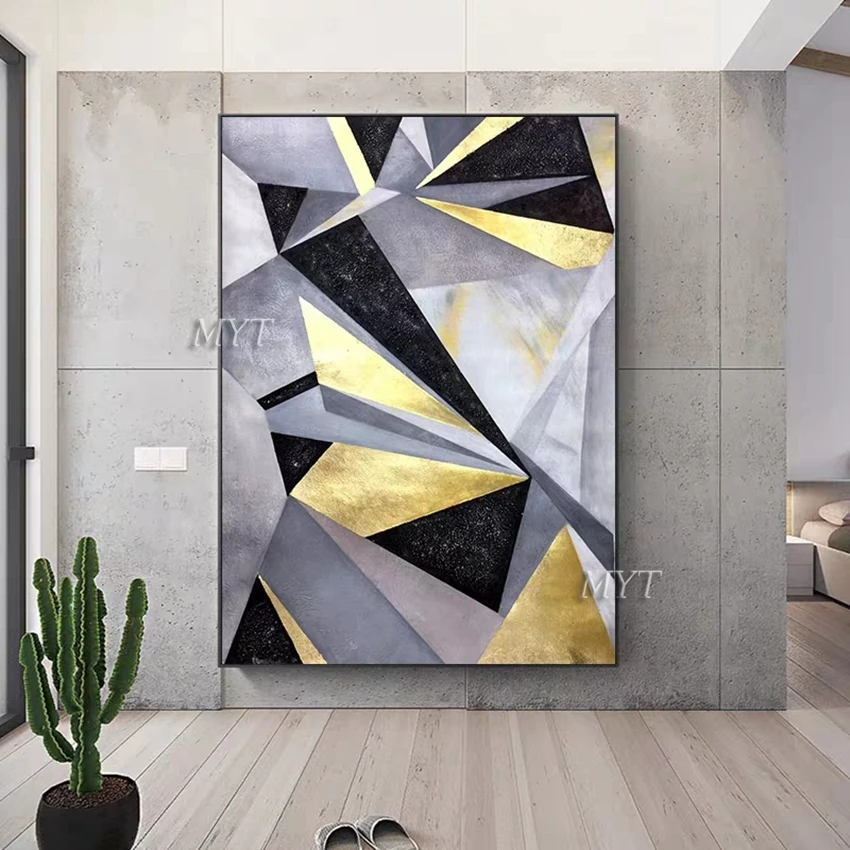 

Abstract Geometric Texture Art Handmade Canvas Oil Painting Wall Art Unframed Acrylic Artwork And Craft For Home Bedroom Decor