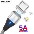 Магнитный кабель USLION 5А Type C, провод для быстрой зарядки и передачи данных телефона, магнитное зарядное устройство с Micro USB для Samsung, Xiaomi, iPhone 13, 12 Pro Max