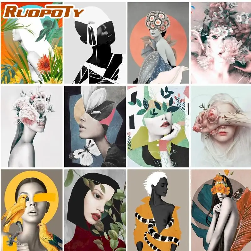 

RUOPOTY Acylic DIY Figure woman Painting By Numbers for child adult Art Drawing Paints DIY Gift Living room