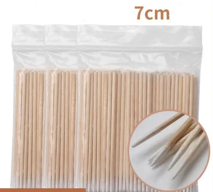 500bags Disposable Ultra-small Cotton Swab Brush Lint Free Micro Brushes Wood Cotton Eyelash Extension Glue Removing Tools SN355