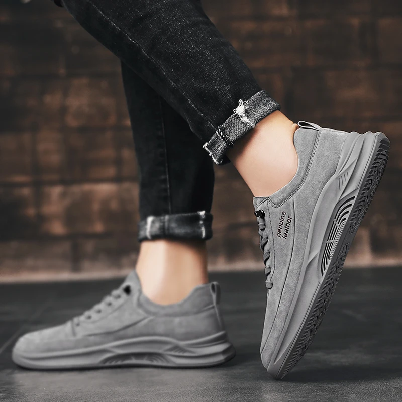 Мужские кроссовки на плоской подошве кожаные Уличная обувь для молодежи | Обувь