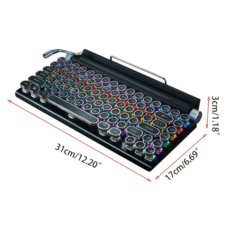 Wireless Gaming Keyboard with Color Lights, Waterproof Punk Keyboard, Suitable for Games and Work 83 Keys