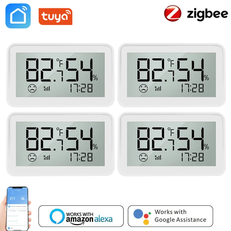 

Датчик температуры и влажности Tuya Zigbee, комнатный гигрометр, термометр с ЖК-экраном, поддержка Alexa Google Home