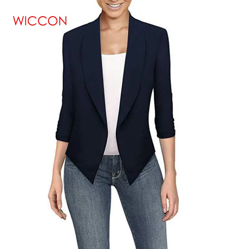 

Women Fashion Blazers Female 2021 New Spring Summer Notched Long Seeved Solid Cardigan Irregular Hem 10 Colors 8 Size S-5XL