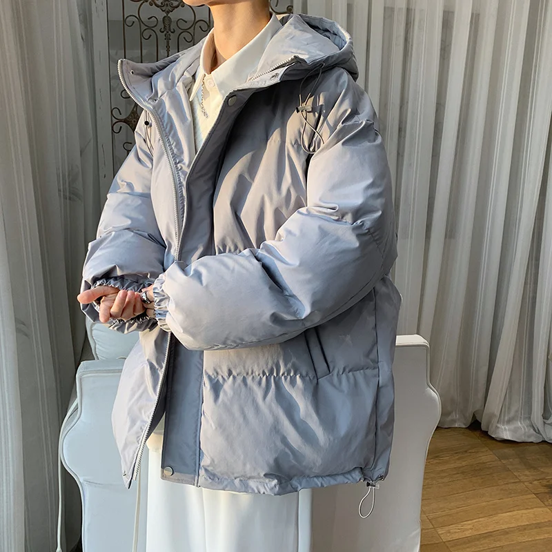 Winter Jacket Men Warm Fashion Casual Multicolor Hooded Coat Men Padded Jackets Korean Loose Oversized Short Coat Mens Parker