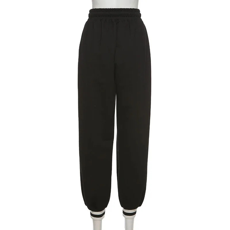 

Women Solid Color Hip Hop Pants 2021 Spring New Loose Casual Streetwear Young Style Letters Print Fashion Full Length Drawstring