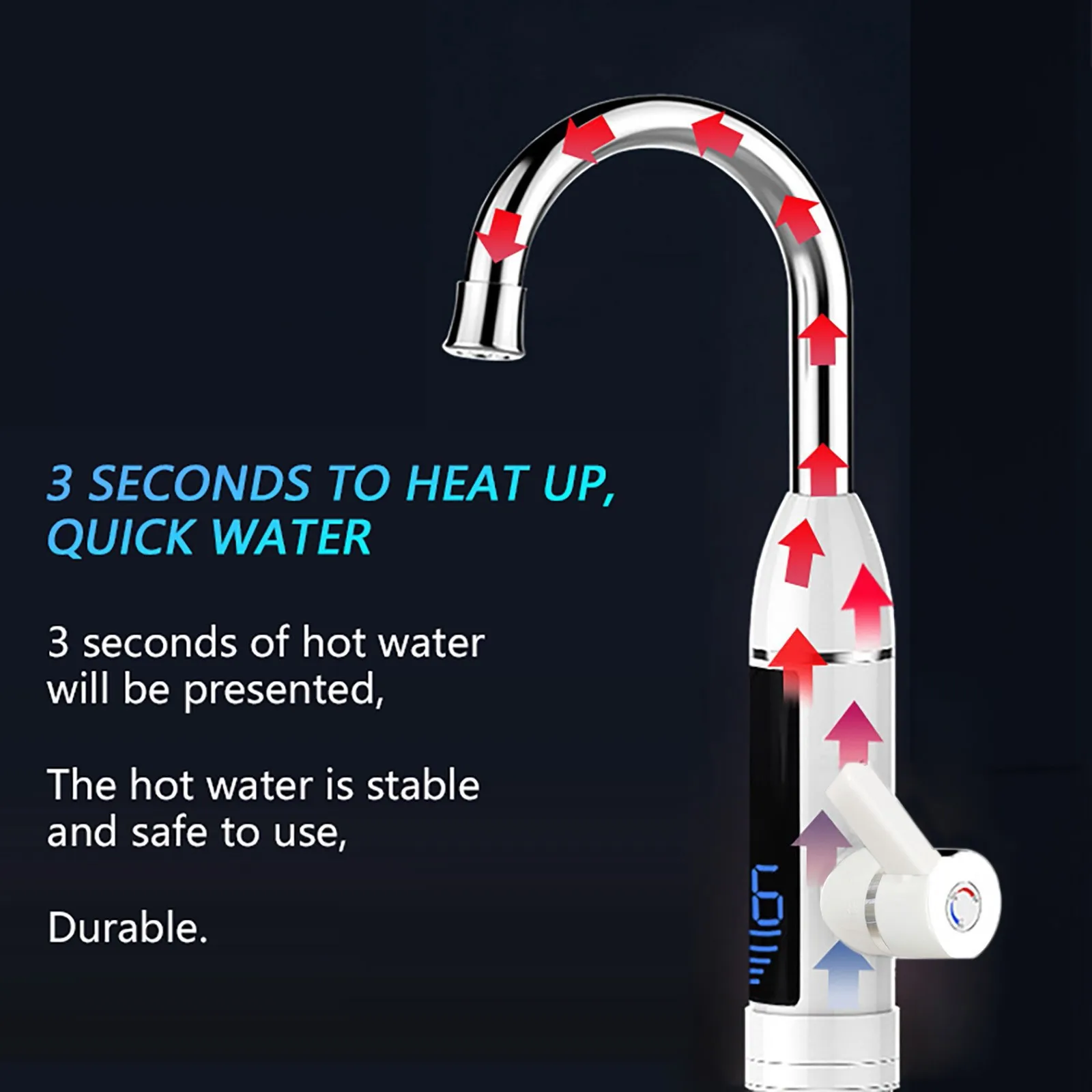 Электрический нагревательный смеситель изогнутый водопроводный кран с длинной