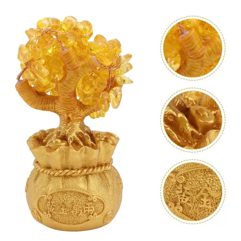 

1Pc Creative Crystal Fortune Tree Decoration Home Desktop Adornment Golden