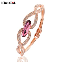 kioozol luxury purple blue white color oval stone bracelet with micro cz hollow cross bracelet for women party jewelry 093 ko2