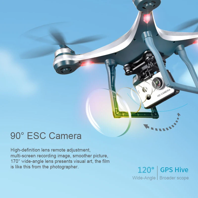 Профессиональный 1080P GPS Дрон с регулируемой HD камерой ESC широкоугольный WiFi FPV