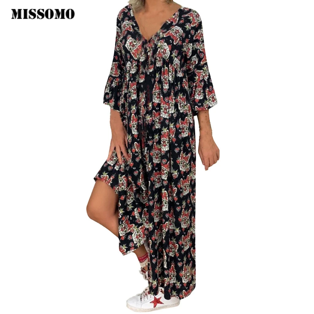 MISSOMO Длинное Макси Платье женское повседневное vestidos свободное плюс размер 5XL
