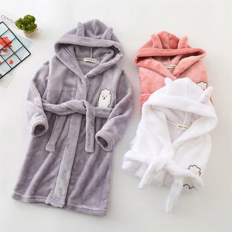 

38 Styles Thick Flannel Girl Night-Robe Toddler Sleeping Pajamas Boy Bath Robe Soft Nightgown Children Kids Hooded Bathrobe