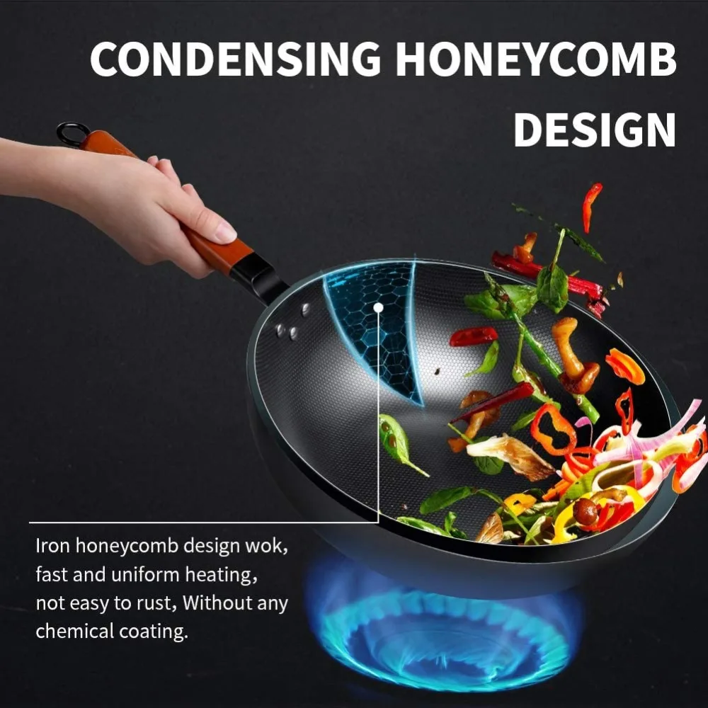 Бесплатная доставка индукционная сковорода вок 32 см без химической углеродистой