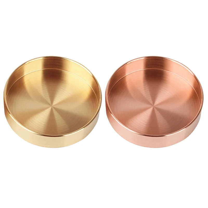 Медный Круглый лоток для хранения шкатулка украшений из розового золота