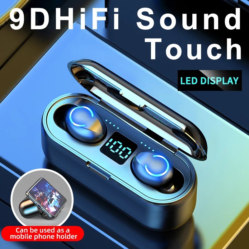 

F9 TWS wireless headset 9D high fidelity stereo earplugs Mini headset music headset Bluetooth compatible 5.0 for mobile phones