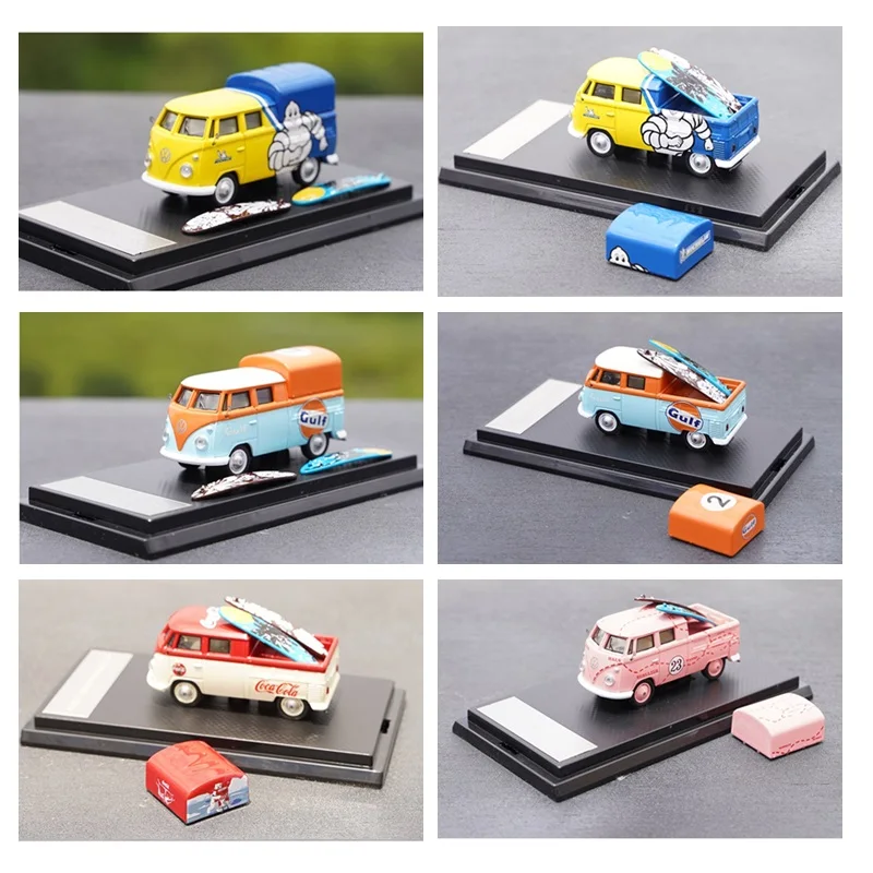 

1:64 VW T1 Double Cabins Pickup Truck Cargo Van Diecast Model Car