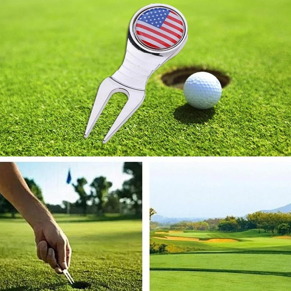 Инструмент для гольфа с флагом США Divot 3 Маркерами и зажимом крышки маркеры