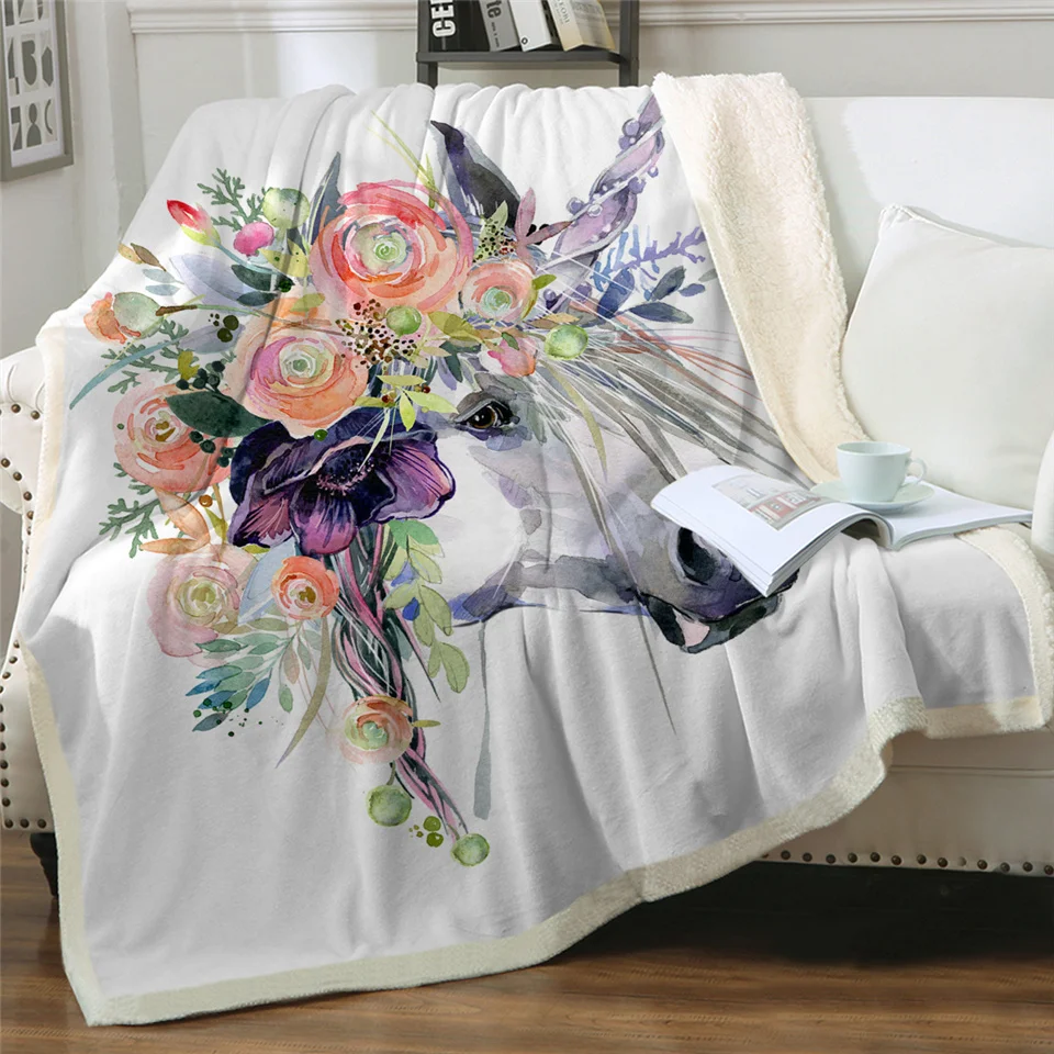 BeddingOutlet одеяло с рисунком единорога, детское одеяло с цветочным рисунком, мягкое плюшевое покрывало для девочки, тонкое одеяло, Прямая поставка
