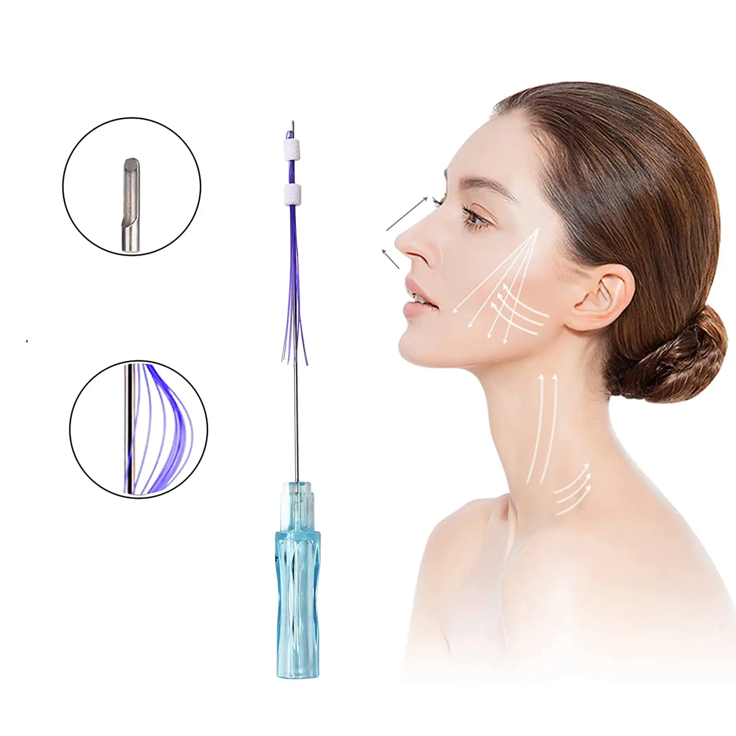 

Pdo 10-линейный подъемник резьбы 21 г 38 мм 50 мм наполнение лицом 21 г 50 мм Корейская многониточная Pdo с L иглой для удаления носогубцев