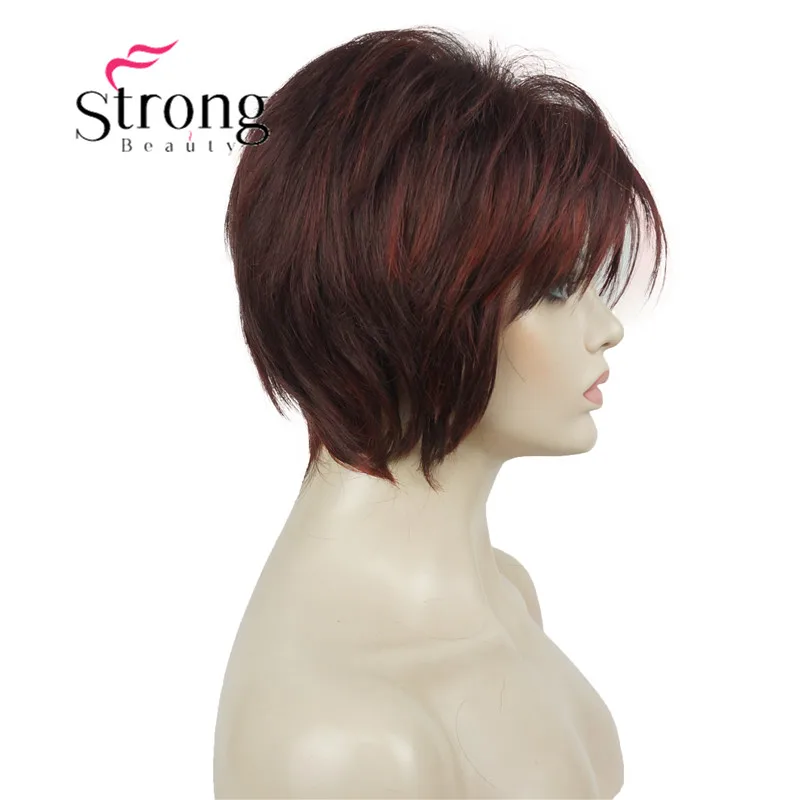 99B35R Red Mix StrongBeauty короткий слоистый блондин Толстый Пушистый полный синтетический парик Тепло ОК - Цвет: 99B35R Red Mix