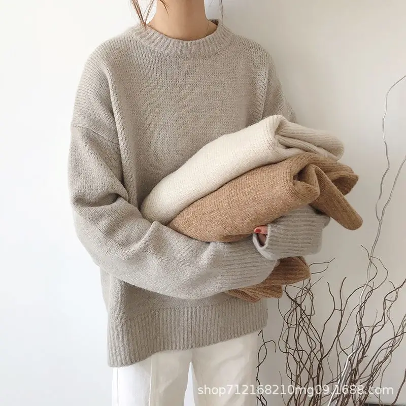 

South Korea's Dongdaemun Net Red Sweater Women's Loose Lazy Style New Autumn and Winter Retro Pullover Top