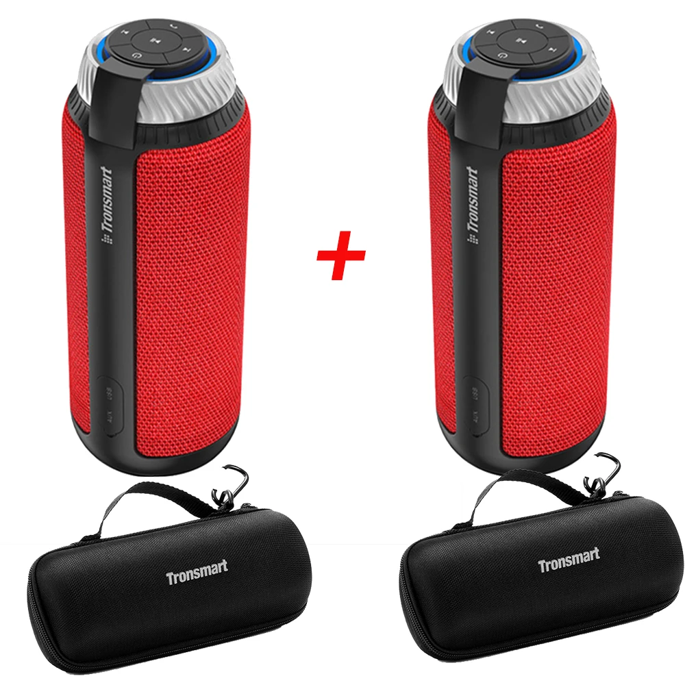 2 pcs red Red w case Tronsmart Element T6 Bluetooth Колонка Портативная колонка 25 Вт Саундбар глубокий бас Bluetooth динамик - Цвет: 2 pcs red Red w case