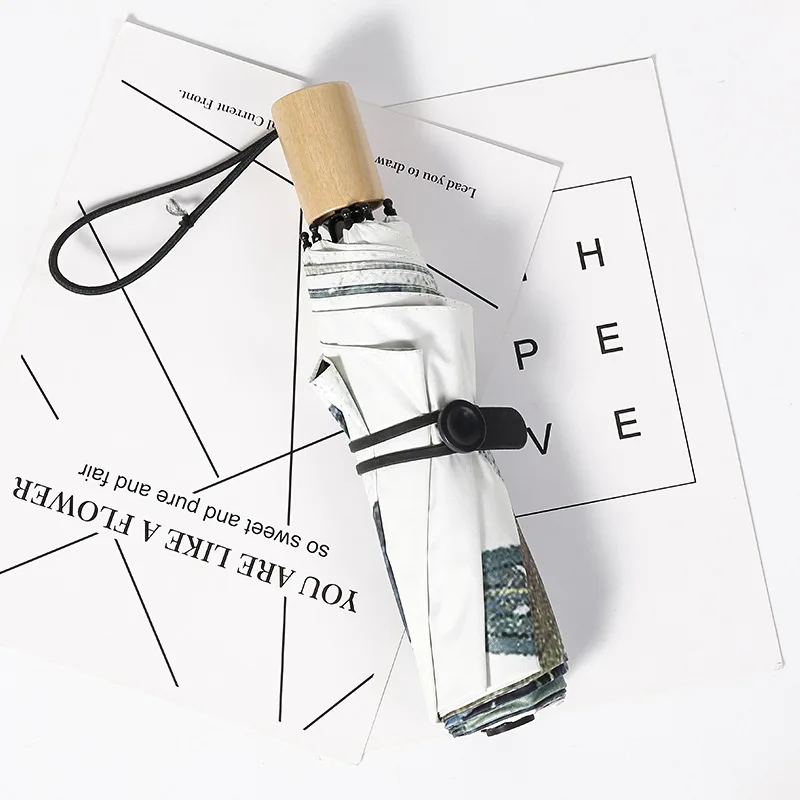 Милый складной зонт с мультяшной иллюстрацией для девочки 8 ребер ветрозащитная