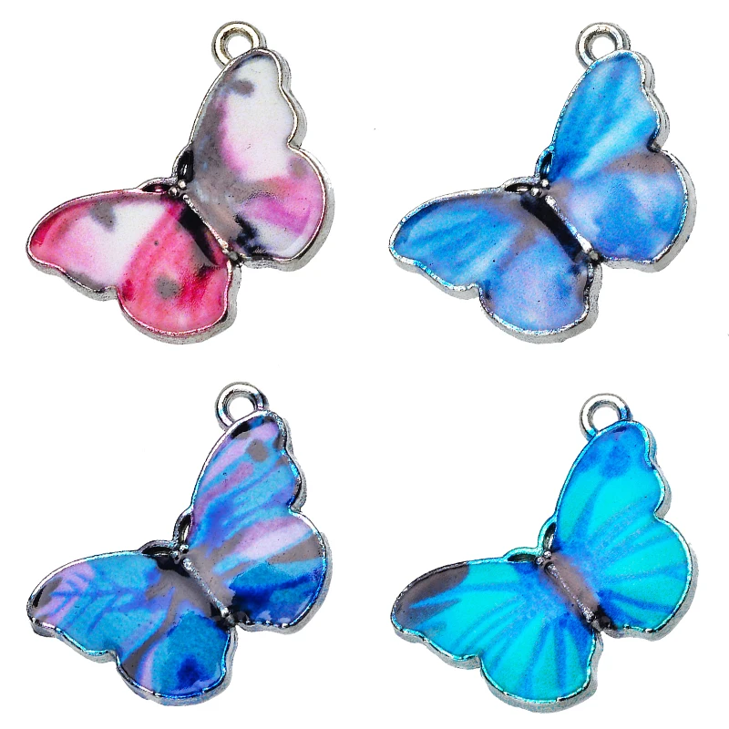 

Kpop 10Pcs/Lot Colorful Alloy Butterfly Charms Wholesales Handmade Earring Supplies DIY Bracelet Jewelry Making Accessories
