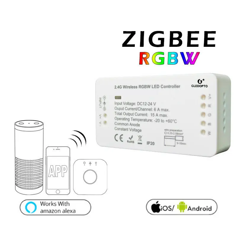 Контроллер ZigBee ZLL RGBW + 5 м/10 м 12 В/24 В от AliExpress RU&CIS NEW