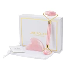 Нефритовый роллер из розового кварца, массажер для похудения, подтяжка лица, натуральный Нефритовый камень, массажный ролик для лица, набор для ухода за кожей