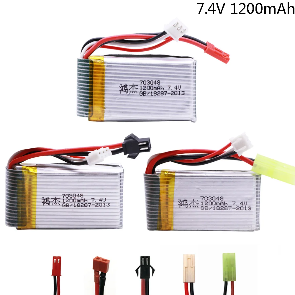 Литий Полимерный Аккумулятор 7 4 в 1200 мАч 703048 с JST/SM/T/EL 2P/SMALL TAMIYA PLUG для MJXRC X600 батарея