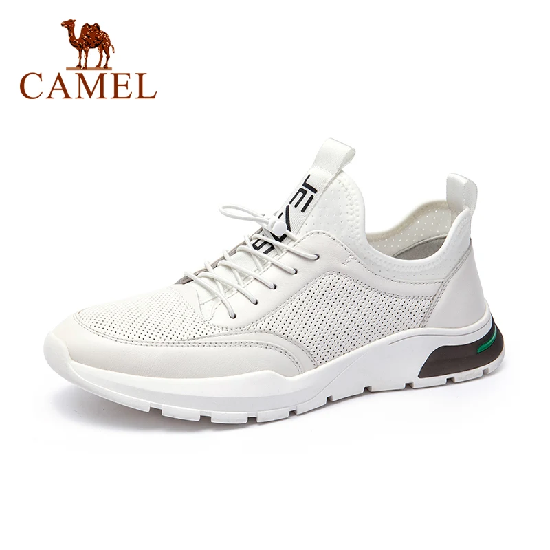 

CAMEL 2021 New Summer Genuine Leather Casual Shoes Men Hollow Breathable Sports Men Shoes Net Trend Comfortable Black Shoes Men