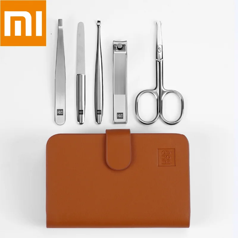 Xiaomi Huohou 5 шт. новые маникюрные кусачки для ногтей триммер для волос в носу портативный дорожный гигиенический комплект из нержавеющей стали набор инструментов для ногтей