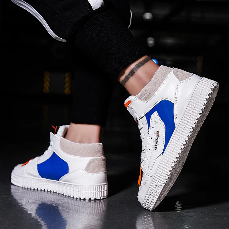 

Men Casual Shoes Fashion Vulcanized Shoes Flat Heel Men Boot Shoes Spring High Style Lace Up Ankle Boots Internal elevation