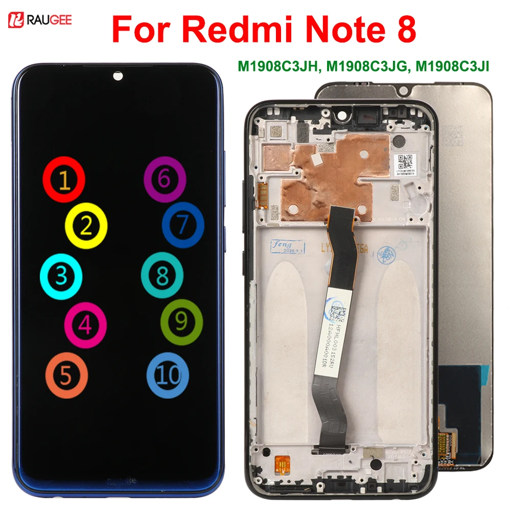 

10 сенсорный ЖК-дисплей для Xiaomi Redmi Примечание 8 ЖК сенсорный экран без битых пикселей планшета экран Замена для Xiaomi Redmi Note8 8
