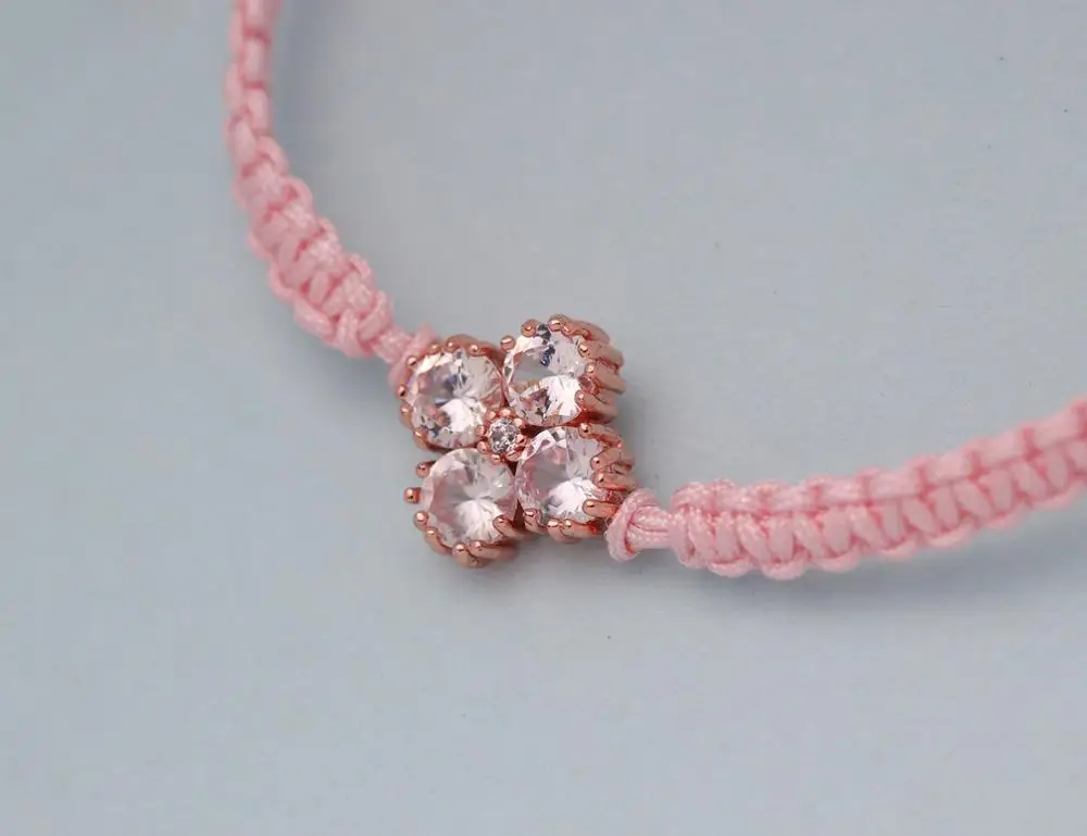 Креативный CZ Кристальный медный цветочный Шарм ручной узел макраме браслет для