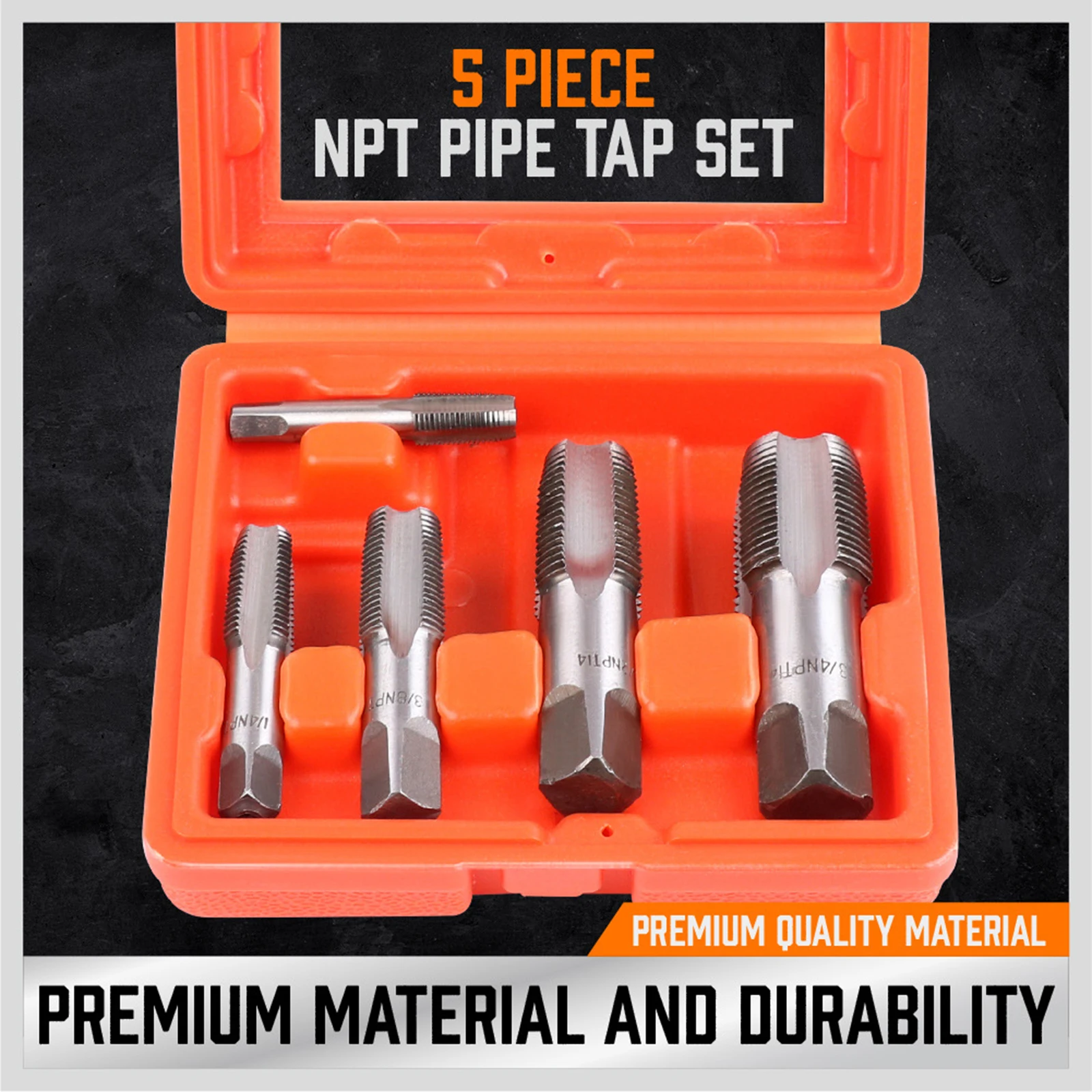 5 Packs NPT Pipe Tap Set Thread Forming Taps Carbon Steel Clean Damaged Pipe Threads Steel Screw Extractor Damaged Bolt Remover