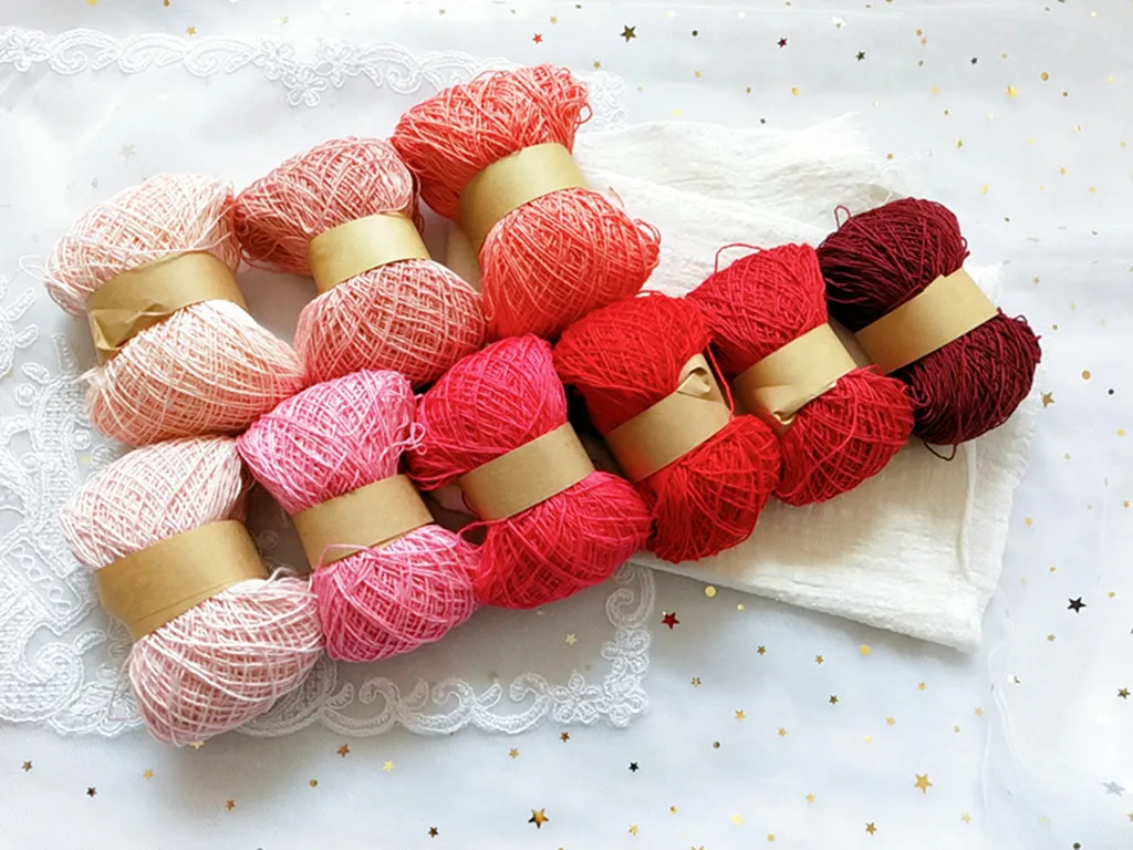 

2020 New Red Series Lace Cotton Yarn DIY Hand Knitting Crochet Garment Doll Lace Yarn 50g/pc