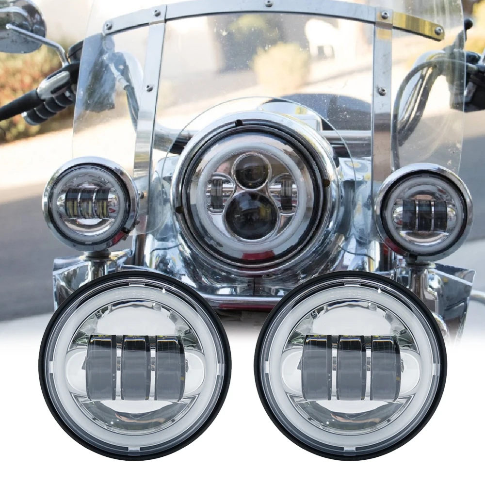 2 Pcs 4.5 INCH Motorcycle Led Fog Lamp 4-1/2" 30W Chrome DRL LED Auxiliary Passing Light |