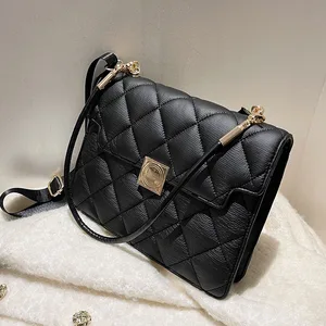 Luxury Quilted Crossbody Bag Solid Color PU Leather Shoulder Messenger Bags for Women 2022 Fashion Brand Designer Women Handbags