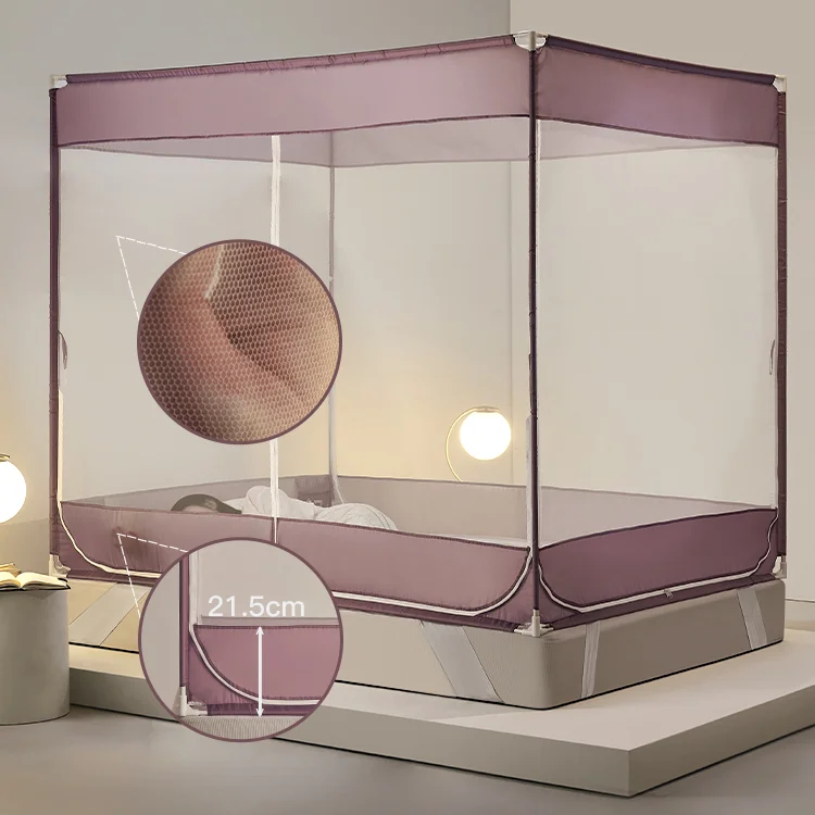 

Fully Enclosed King Size Mosquito Net Zipper Bracket Polyester Canopy Mosquito Net Bed Decoration Zanzariere Bed Linings BS50MN