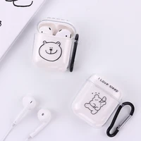 wireless bluetooth transparent hard shell for apple earphone cover for airpods 1 2 pro 3 key chain protective silicone case