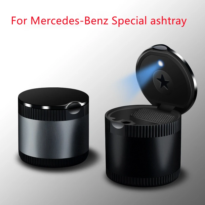 

Car Ashtray LED Light Alloy Ash Tray Aluminum Cup Portable Smokeless Auto Ashtray Flame Retardant Car Cigarette Holder Box