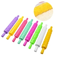 kitchen accessories kitchen baking plastic rolling pin with pattern cookie tools dough fondant roller cake pizza pastry roll